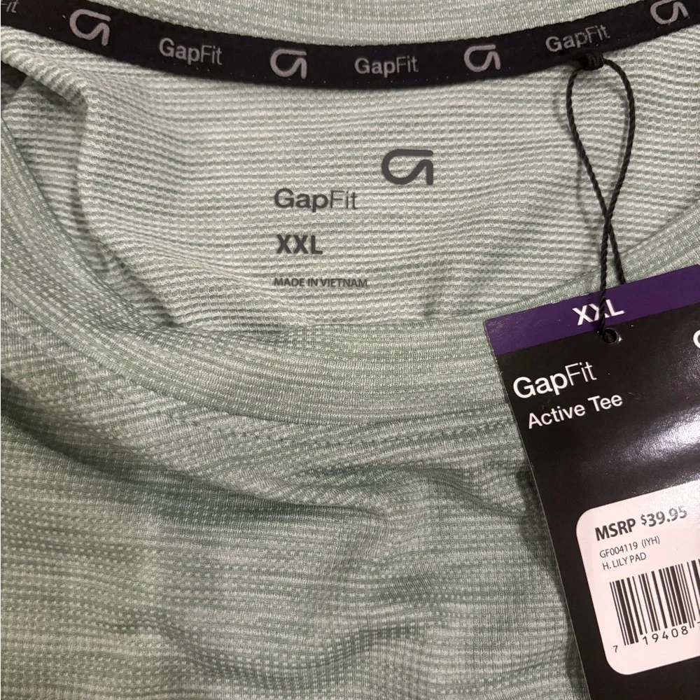 Gap Fit lily pad Green XXL NWT Acrive T shirt Moister Wicking - Picture 4 of 7